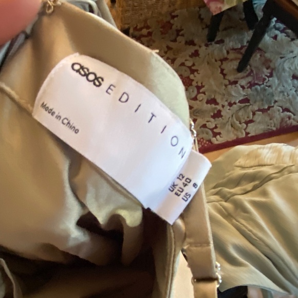 ASOS EDITION satin midi dress with tie back in sage green - Picture 5 of 5